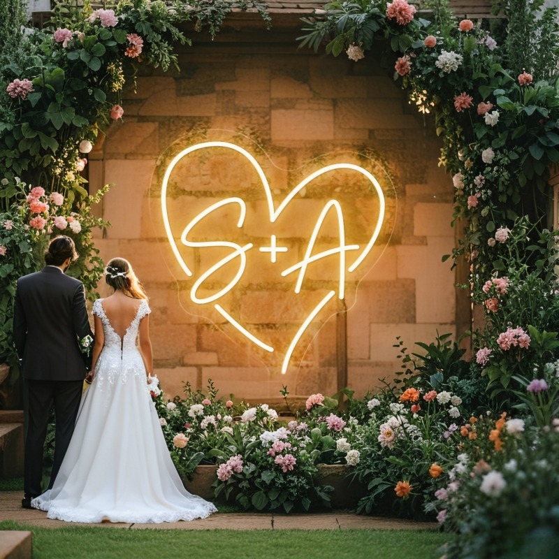 Lighting Christmas Decor - CUSTOM Initials หัวใจ LED Neon Sign,