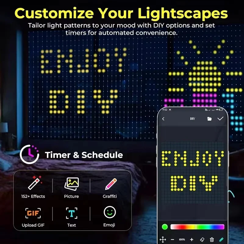 ไฟม่าน LED อัจฉริยะ RGB ควบคุม - Lighting Christmas Decor บทวิจารณ์และราคา