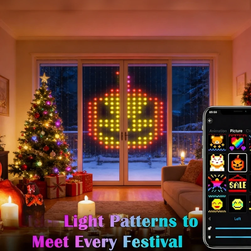 ไฟม่านอัจฉริยะ 400LED, ไฟสายตก - Lighting Christmas Decor บทวิจารณ์และราคา