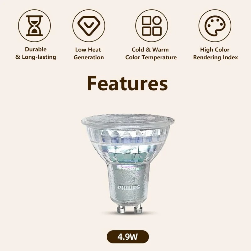 ฟิลิปส์ GU10 PAR16 โคมไฟดาวน์ไ - Philips Bulb Led Classic บทวิจารณ์และราคา