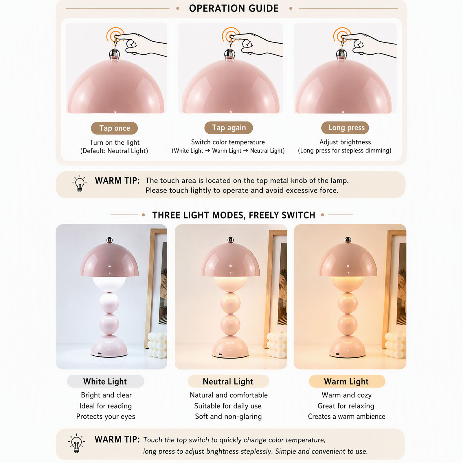 โคมไฟตั้งโต๊ะรูปเห็ดสไตล์วินเท - Lighting Decor Bedroom บทวิจารณ์และราคา